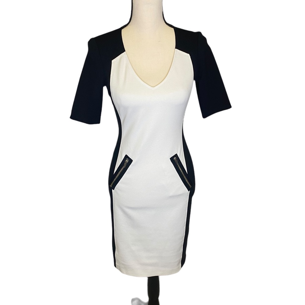 Rebecca Taylor B/W Pencil Sheath Body Con Cocktail Dress